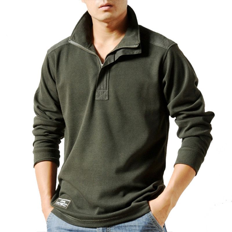 Soqoool Casual Shirts Men Autumn Loose Long Sleeved Tactical Shirts Military  T-shirts & Polos