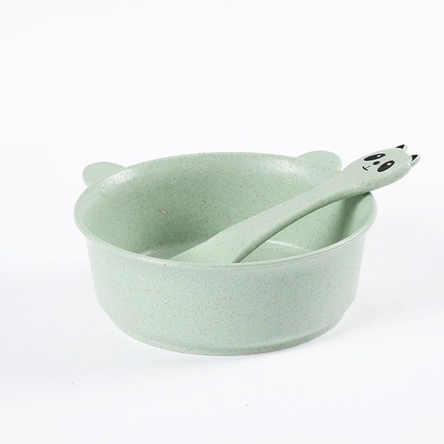 New Baby Feeding Bowl Tableware Waterproof Spoon Non-Slip Crockery BPA Free Wheat Straw Dishes Feeding