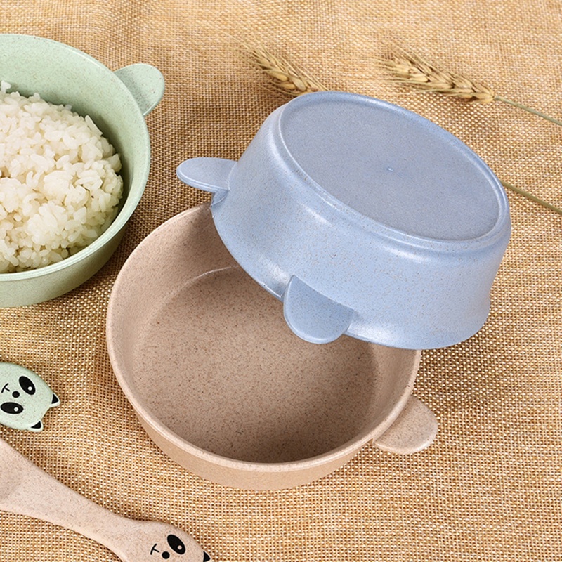 New Baby Feeding Bowl Tableware Waterproof Spoon Non-Slip Crockery BPA Free Wheat Straw Dishes Feeding