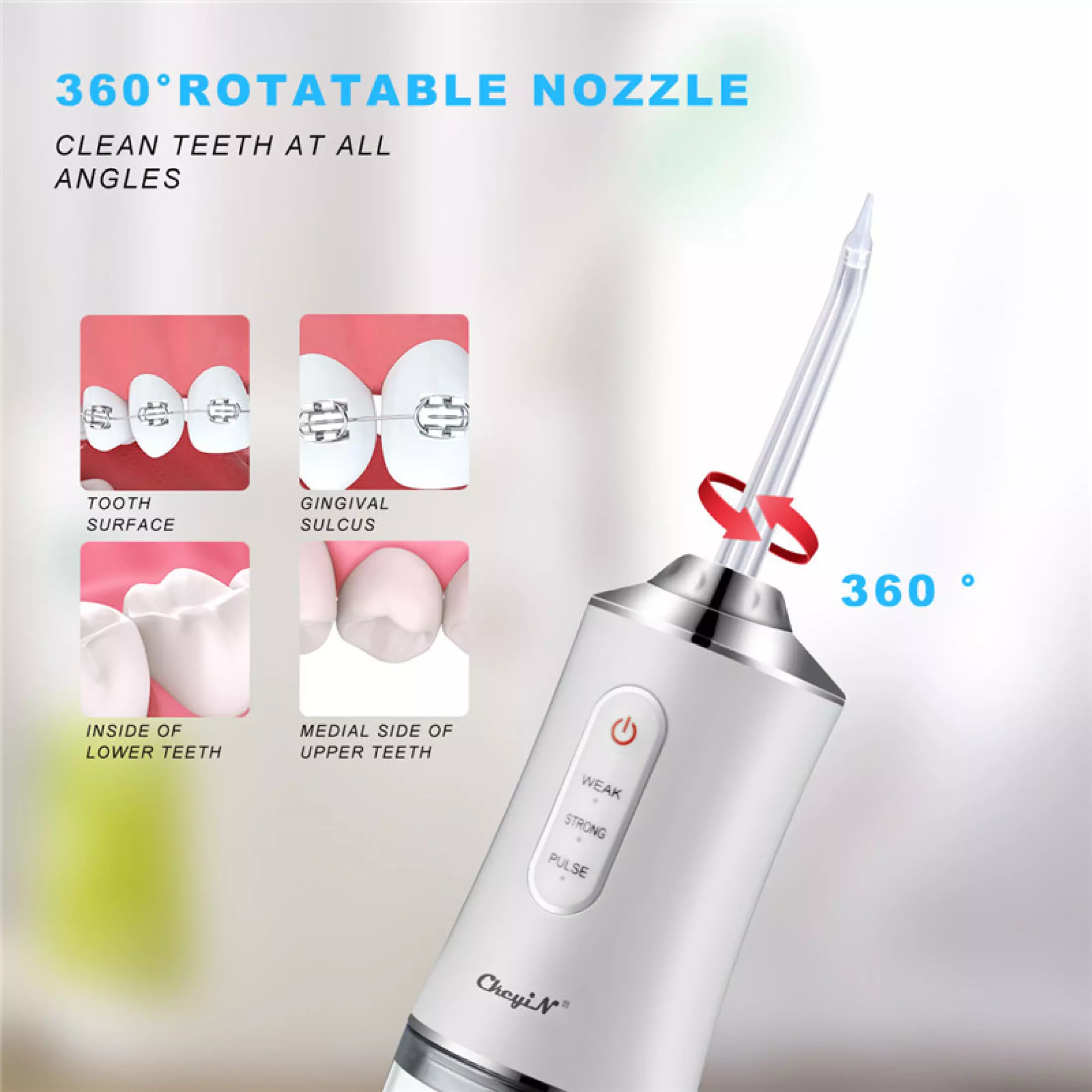 Electric Dental Water Flosser 4 Replacement Nozzles Professional Oral Irrigator with 3 Modes