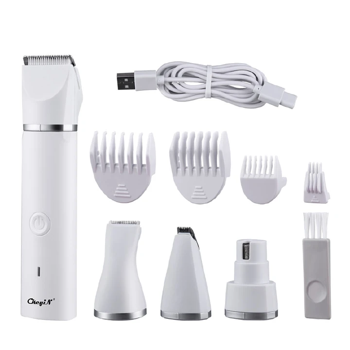 4 In 1 Electric Pet Hair Clippers Shaver Set Nail Grinder Paw Grooming For Dogs and Cats Low Noise R-shaped Obtuse Angle Cutter Head IPX7 Waterproof Pets Hair Trimmer