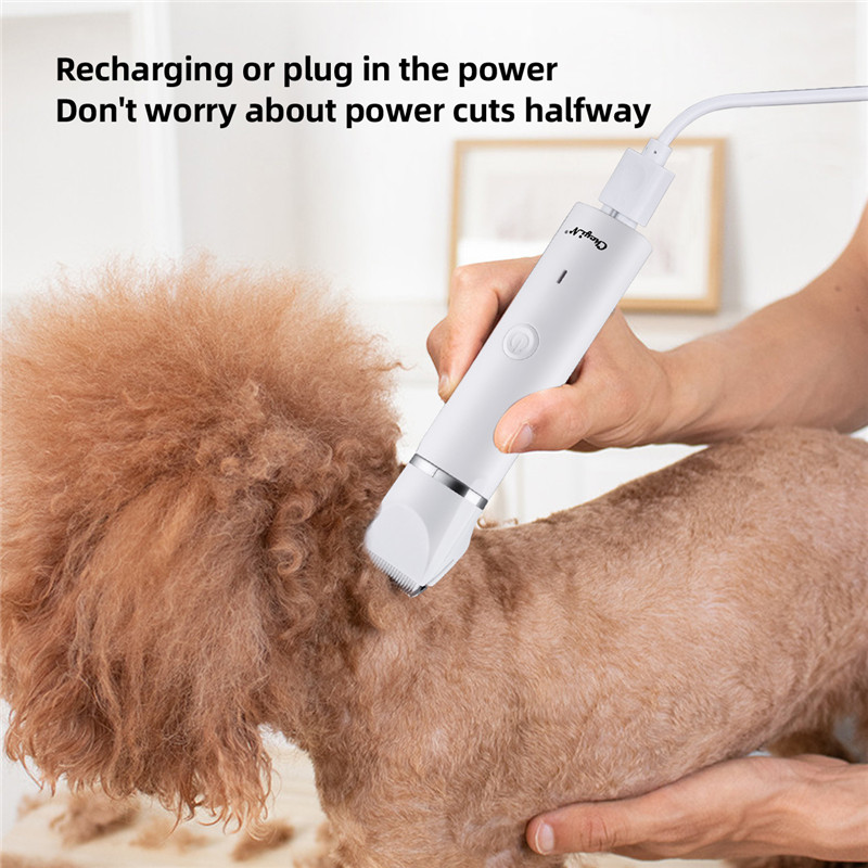 4 In 1 Electric Pet Hair Clippers Shaver Set Nail Grinder Paw Grooming For Dogs and Cats Low Noise R-shaped Obtuse Angle Cutter Head IPX7 Waterproof Pets Hair Trimmer