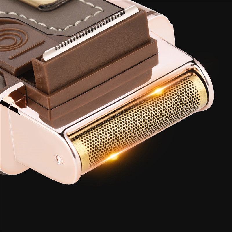 2 in 1 Electric Reciprocating Men Shaver Razor Vintage Leather Wrapped Men Electric Reciprocating Shaver USB Rechargeable 2 Cutter Head Razor Portable Super Thin Beard Cutter Machine