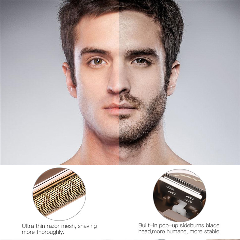 2 in 1 Electric Reciprocating Men Shaver Razor Vintage Leather Wrapped Men Electric Reciprocating Shaver USB Rechargeable 2 Cutter Head Razor Portable Super Thin Beard Cutter Machine