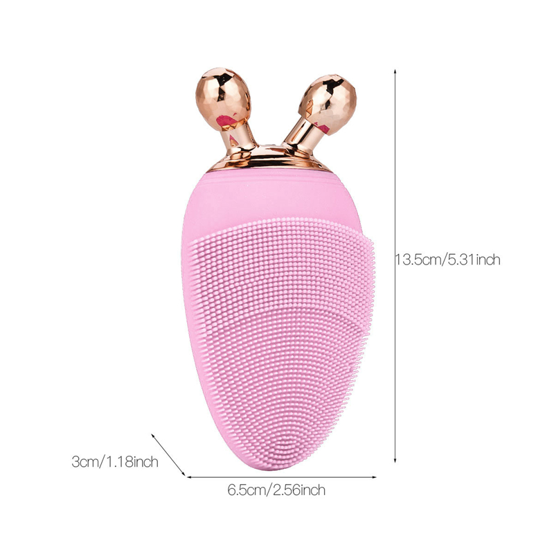 Rechargeable Face Cleaning Brush with 8 Gears Electric Handheld Face Cleanser Silicone with Rollers