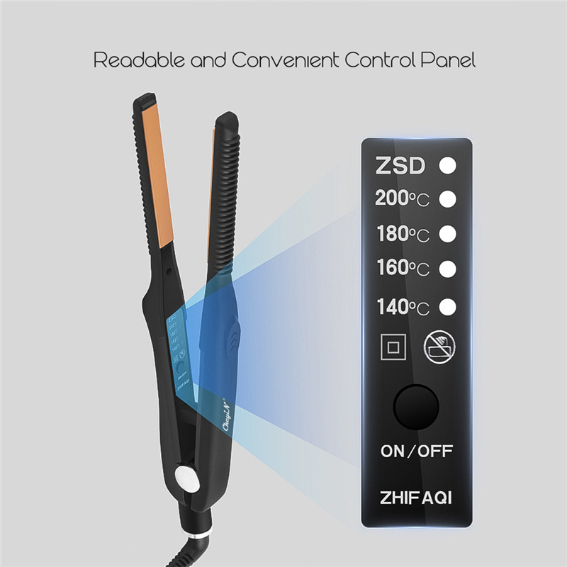 2 In 1 Hair Iron Ultra-Thin Hair Styling Tool with 4 gears Temperature Ceramic Flat Iron for Short Middle Hair Hair Straightener 4 Temperature Settings