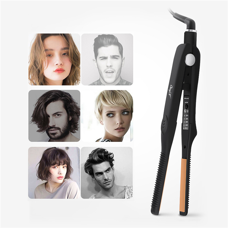 2 In 1 Hair Iron Ultra-Thin Hair Styling Tool with 4 gears Temperature Ceramic Flat Iron for Short Middle Hair Hair Straightener 4 Temperature Settings