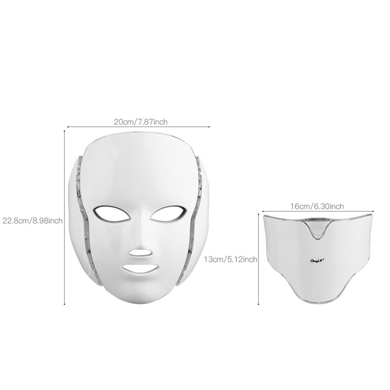 Facial Beauty Mask With 7 LED Lights Face Neck Skin Rejuvenation Phototherapy Face Care