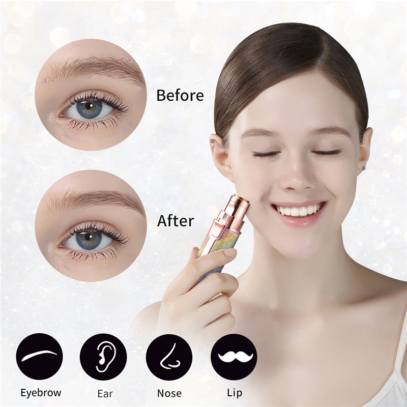 2 En 1 Electric Eyebrow Trimmer Rechargeable Hair Remover for Body Use with Light in Pen Size