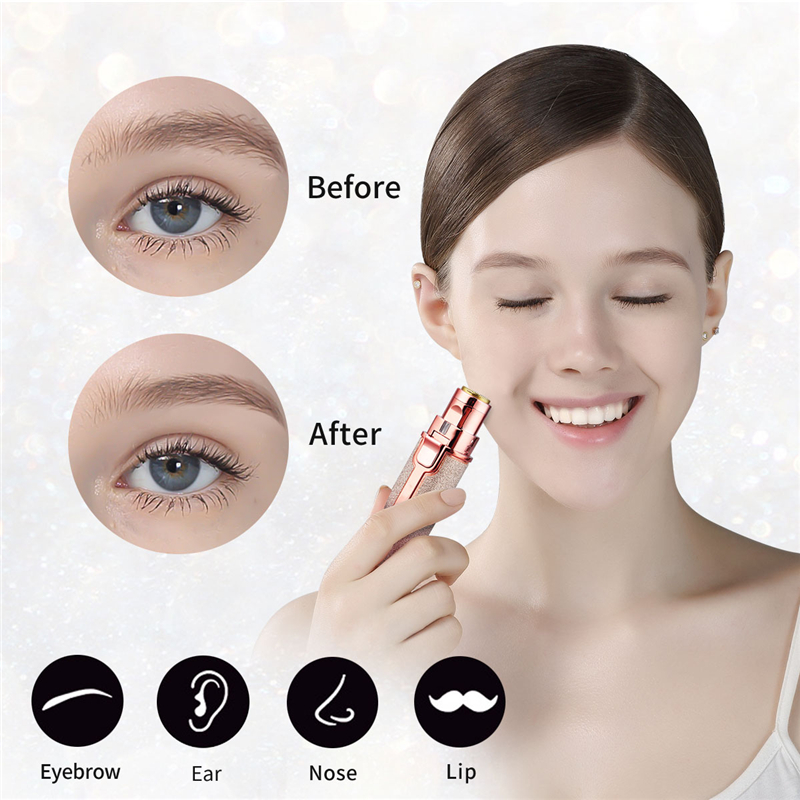 2 En 1 Electric Eyebrow Trimmer Rechargeable Hair Remover for Body Use with Light in Pen Size