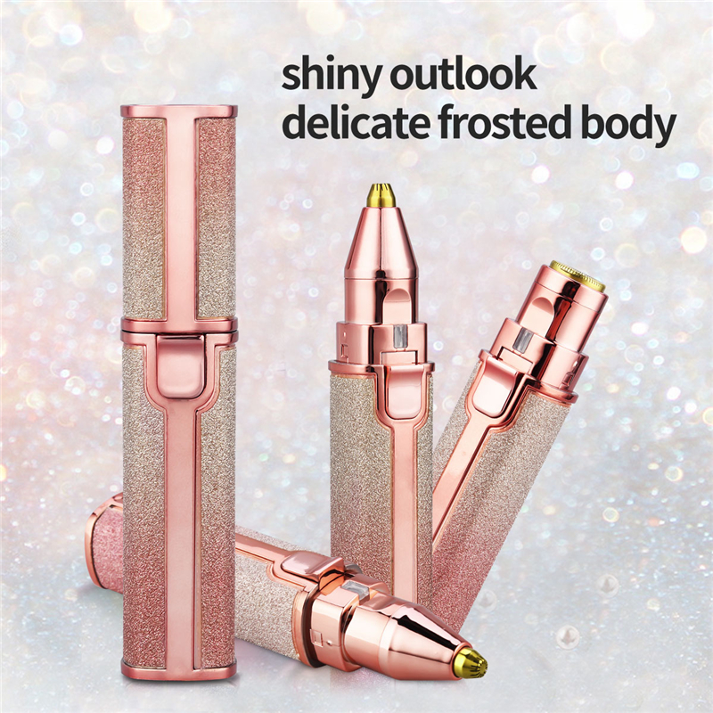 2 En 1 Electric Eyebrow Trimmer Rechargeable Hair Remover for Body Use with Light in Pen Size