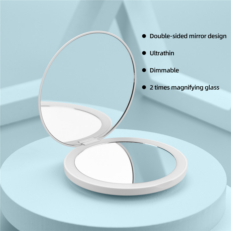 2 X Magnifying Makeup Mirror LED Portable Wireless Charging Cosmetic Mirror 12 LED Beads Mirror