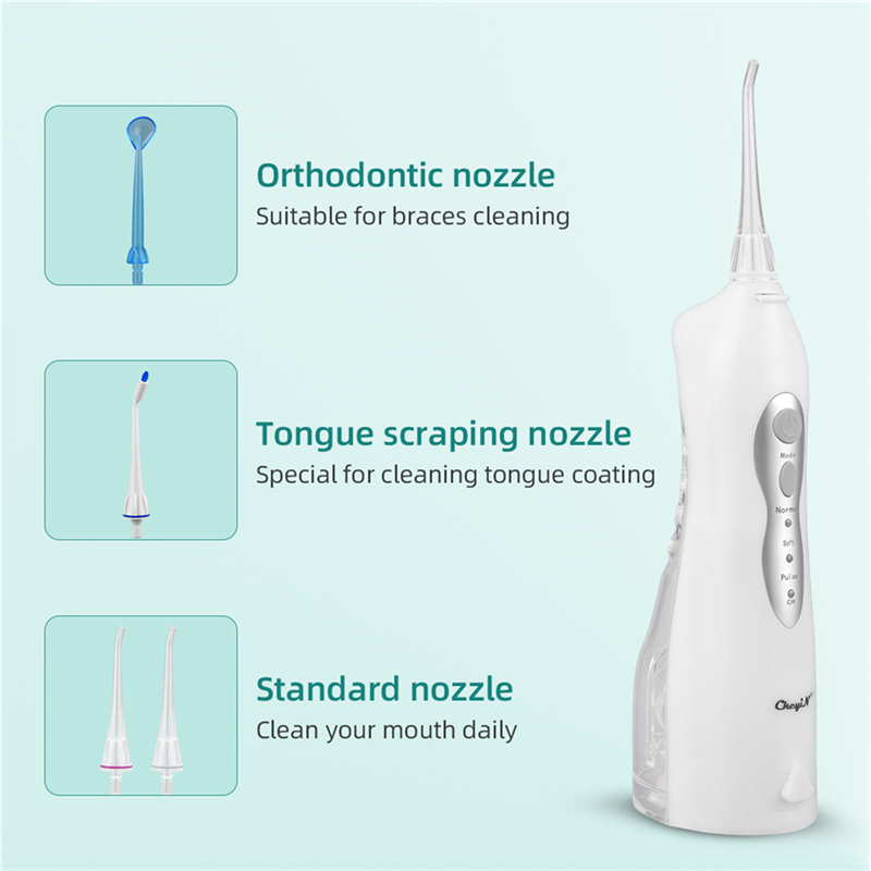 Electric Tooth Cleaner with 3 Modes 4 Jets Dental Oral Irrigator Rechargeable Waterproof Teeth Cleaner for Home Travel