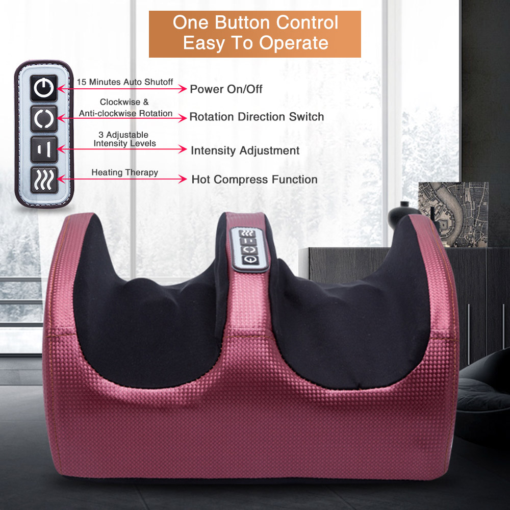 Electric Heating Foot Massager Shiatsu Foot Massager Relaxation Kneading Roller Vibrator for Relief Leg Fatigue view 7