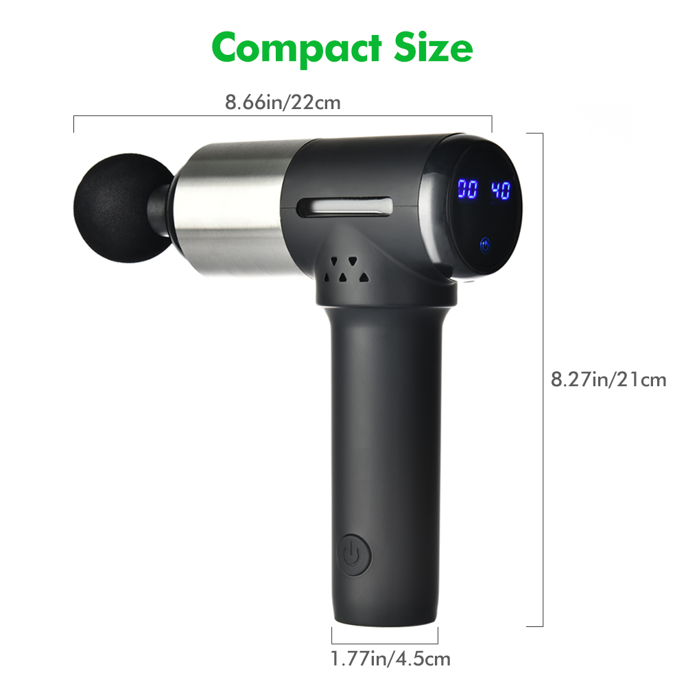 LCD Display Electric Massage Gun Cordless Deep Powerful Tissue Muscle Body Massager