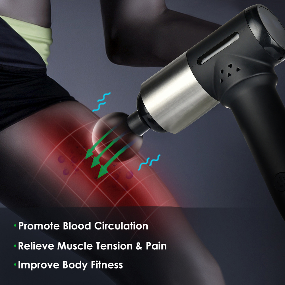 LCD Display Electric Massage Gun Cordless Deep Powerful Tissue Muscle Body Massager