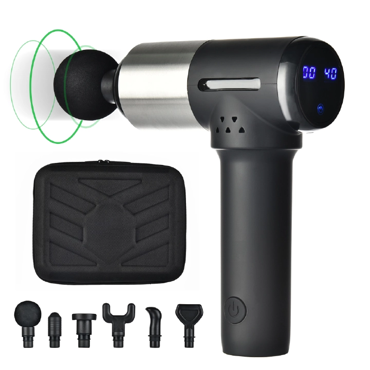LCD Display Electric Massage Gun Cordless Deep Powerful Tissue Muscle Body Massager