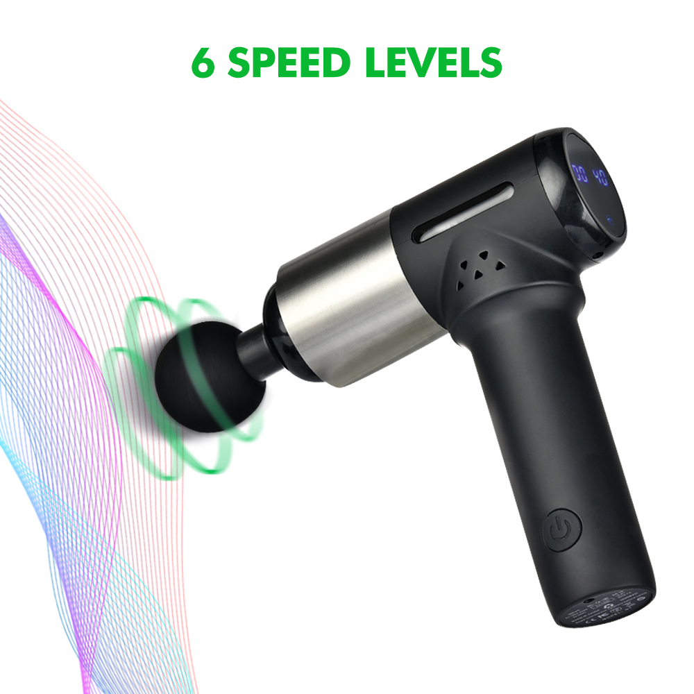 LCD Display Electric Massage Gun Cordless Deep Powerful Tissue Muscle Body Massager