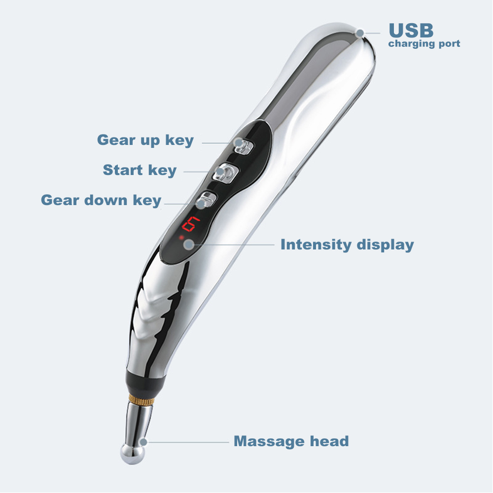Electronic Acupuncture Massage Pen 3 Head Body Massage Stick Acupoint Massage Laser Energy Meridian Pen Physiotherapy Instrument
