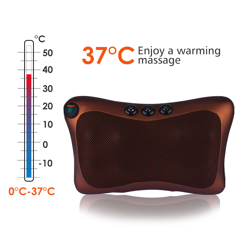 Electric Shiatsu Kneading Neck Massager Shoulder Back Body Massage Pillow Home Car Dual-Use Body Relaxation Pain Relief Massager