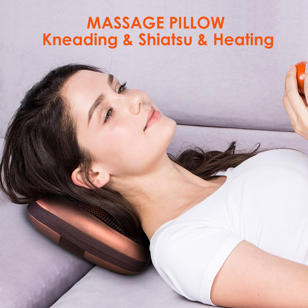 Electric Shiatsu Kneading Neck Massager Shoulder Back Body Massage Pillow Home Car Dual-Use Body Relaxation Pain Relief Massager