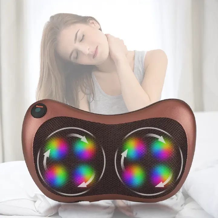 Electric Shiatsu Kneading Neck Massager Shoulder Back Body Massage Pillow Home Car Dual-Use Body Relaxation Pain Relief Massager