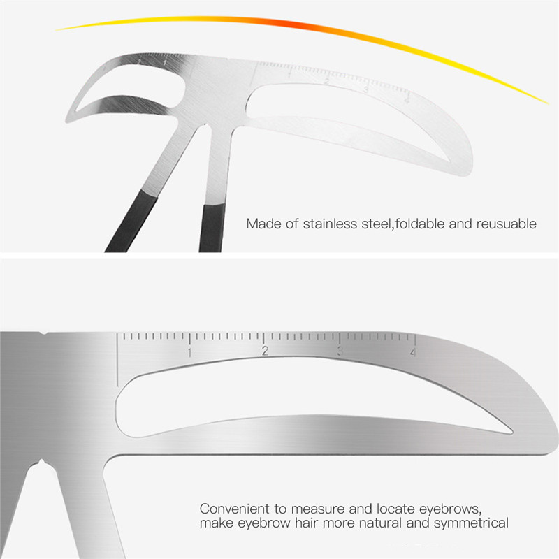 Reusable 3D Eyebrow Shaper Stencil DIY Stainless Steel Eye brow Ruler Permanent Makeup Beauty Tool view 4
