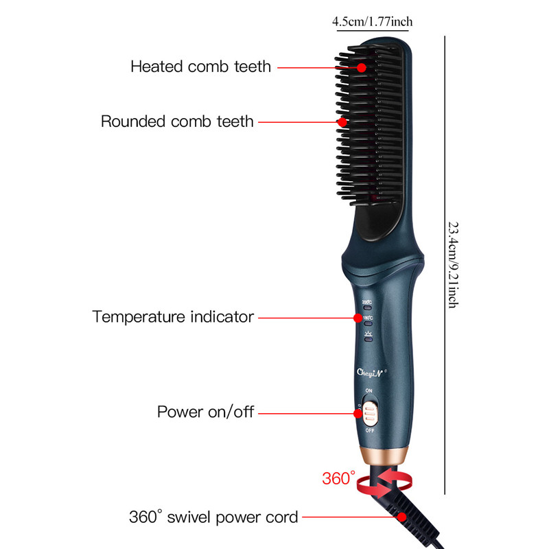 Electric Hair Straightener Comb Brush Hot Comb Hair Styling Straight Curling Dual-Use Hair Dryer Bangs Curling Tool