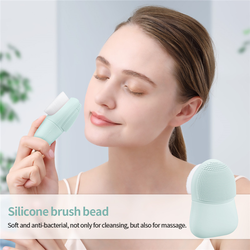 Double-sided Silicone Face Cleansing Brush Fiber Soft Bristles Facial Washing Tool Blackhead Removal Pore Cleaner Exfoliator Beauty Care Massager Manual Deep Cleansing Pore Brush