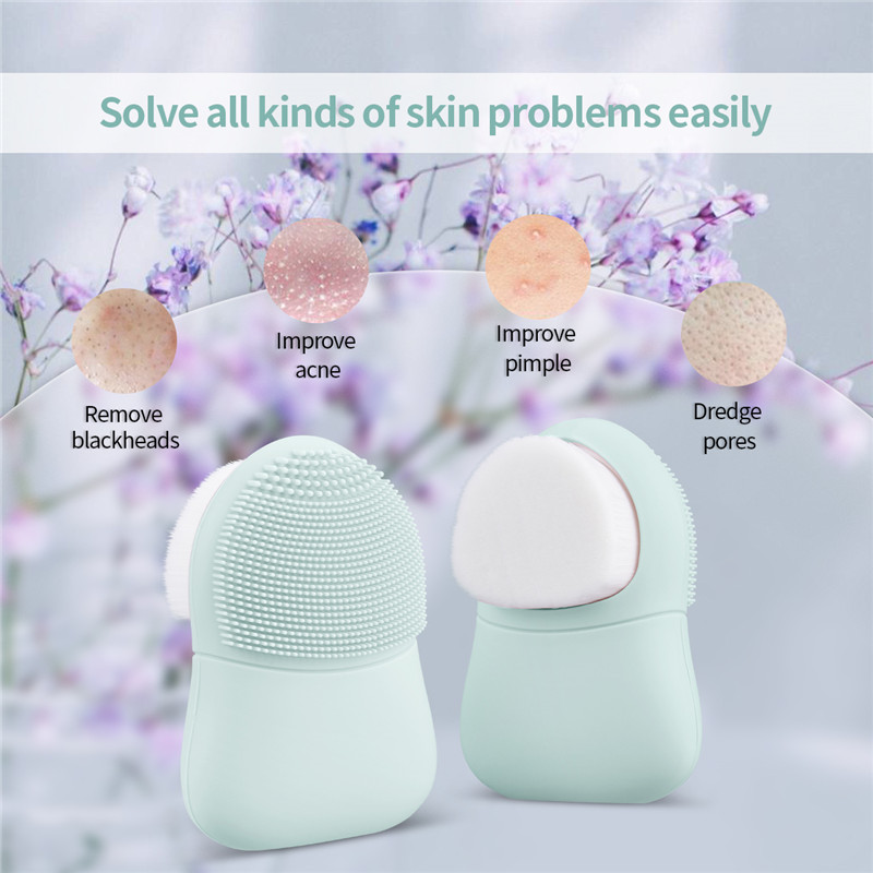 Double-sided Silicone Face Cleansing Brush Fiber Soft Bristles Facial Washing Tool Blackhead Removal Pore Cleaner Exfoliator Beauty Care Massager Manual Deep Cleansing Pore Brush