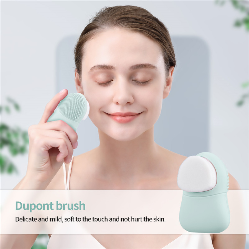 Double-sided Silicone Face Cleansing Brush Fiber Soft Bristles Facial Washing Tool Blackhead Removal Pore Cleaner Exfoliator Beauty Care Massager Manual Deep Cleansing Pore Brush