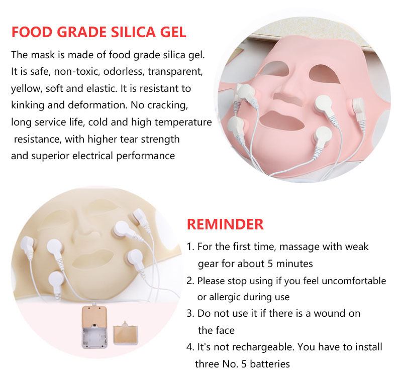 Silicone 3D Facial Mask Electric LED Vibration Beauty Massager Skin Care Rejuvenation Anti-wrinkle Acne Removal Face Beauty Spa