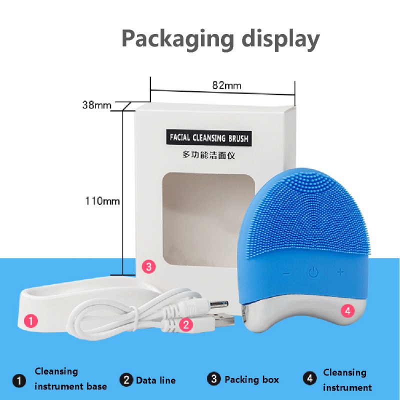 3 in 1 USB Rechargeable Silicone Cleansing Device Tightening Lifting Anti Wrinkles Face Washing Sonic Pore Cleaner Mini Ultrasonic Silicone Vibrating Cleaning Brush