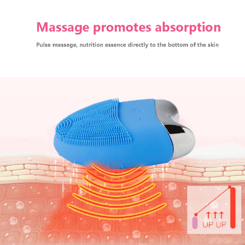 3 in 1 USB Rechargeable Silicone Cleansing Device Tightening Lifting Anti Wrinkles Face Washing Sonic Pore Cleaner Mini Ultrasonic Silicone Vibrating Cleaning Brush