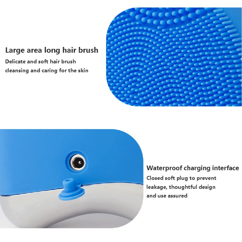 3 in 1 USB Rechargeable Silicone Cleansing Device Tightening Lifting Anti Wrinkles Face Washing Sonic Pore Cleaner Mini Ultrasonic Silicone Vibrating Cleaning Brush