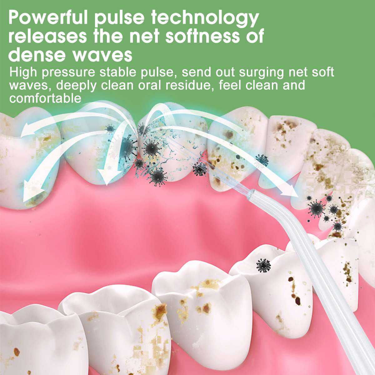 Mini Portable High-frequency Pulse Water Flosser Electric Spray Cleaning Oral Irrigator 3 Modes Cordless USB Rechargeable Teeth Cleaner  Dental Water Flosser Jet 220ML Water Tank with 4 Nozzles
