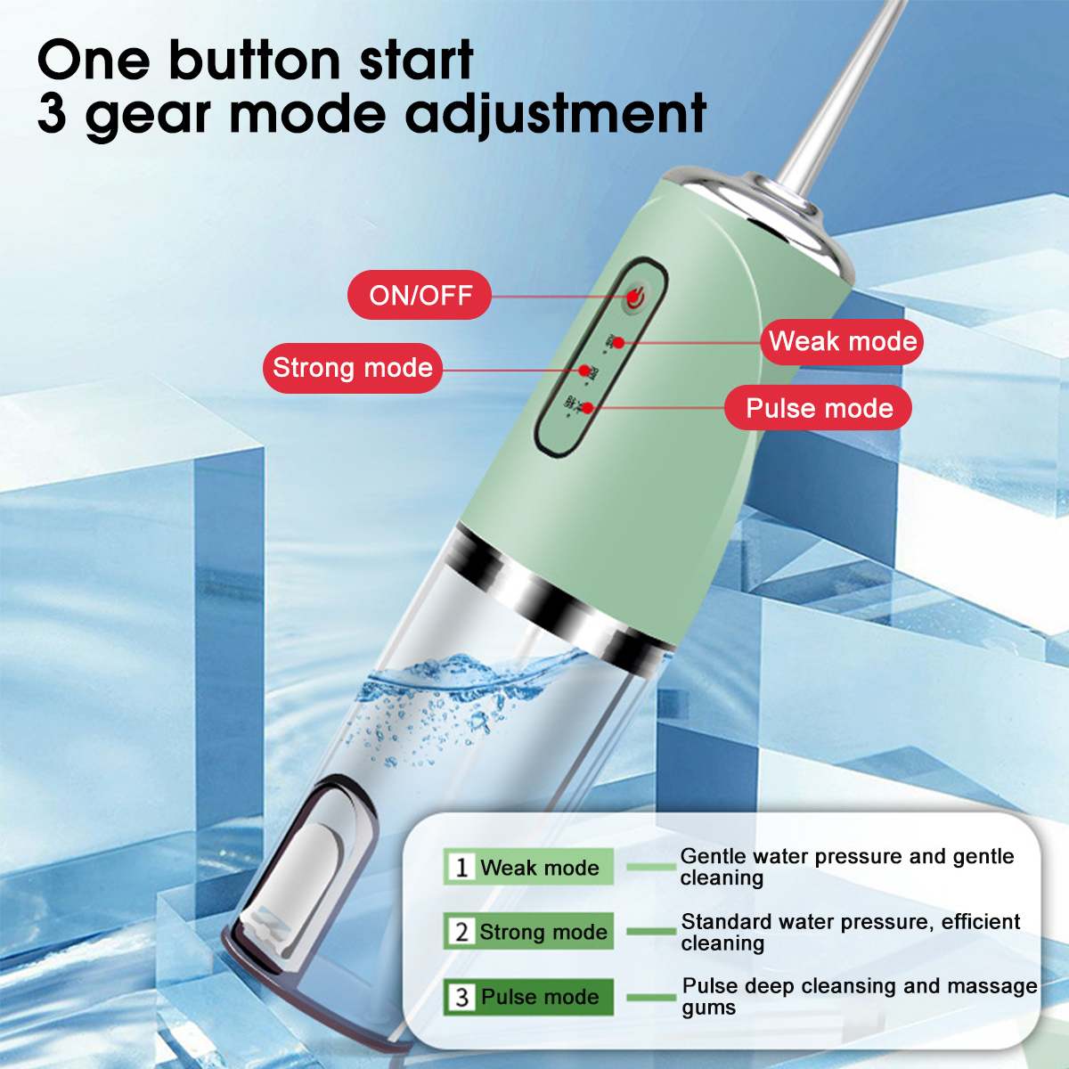Mini Portable High-frequency Pulse Water Flosser Electric Spray Cleaning Oral Irrigator 3 Modes Cordless USB Rechargeable Teeth Cleaner  Dental Water Flosser Jet 220ML Water Tank with 4 Nozzles