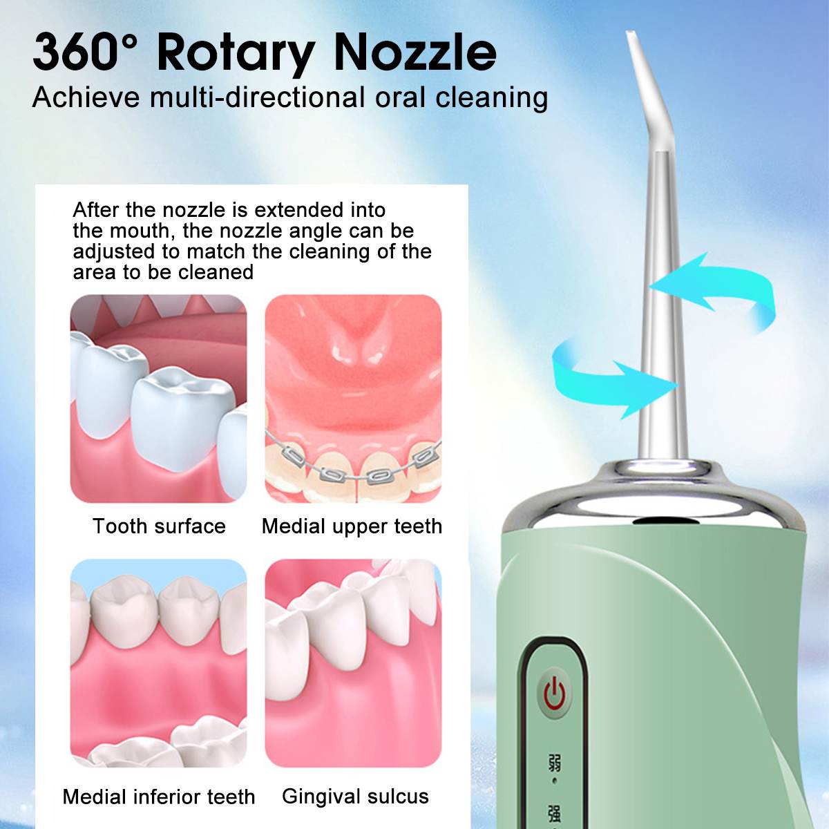 Mini Portable High-frequency Pulse Water Flosser Electric Spray Cleaning Oral Irrigator 3 Modes Cordless USB Rechargeable Teeth Cleaner  Dental Water Flosser Jet 220ML Water Tank with 4 Nozzles