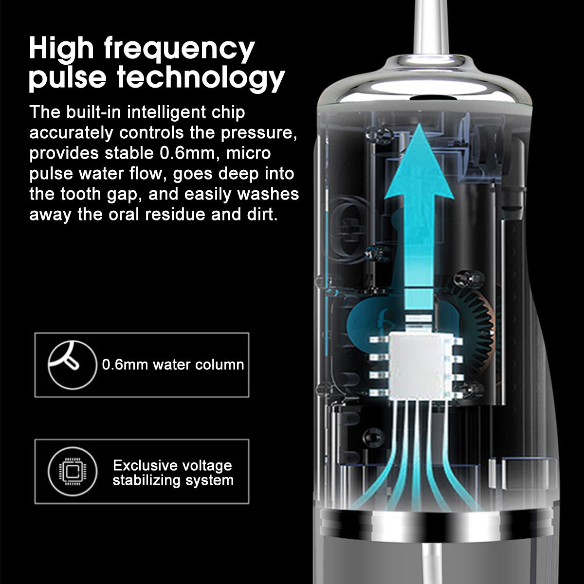 Mini Portable High-frequency Pulse Water Flosser Electric Spray Cleaning Oral Irrigator 3 Modes Cordless USB Rechargeable Teeth Cleaner  Dental Water Flosser Jet 220ML Water Tank with 4 Nozzles