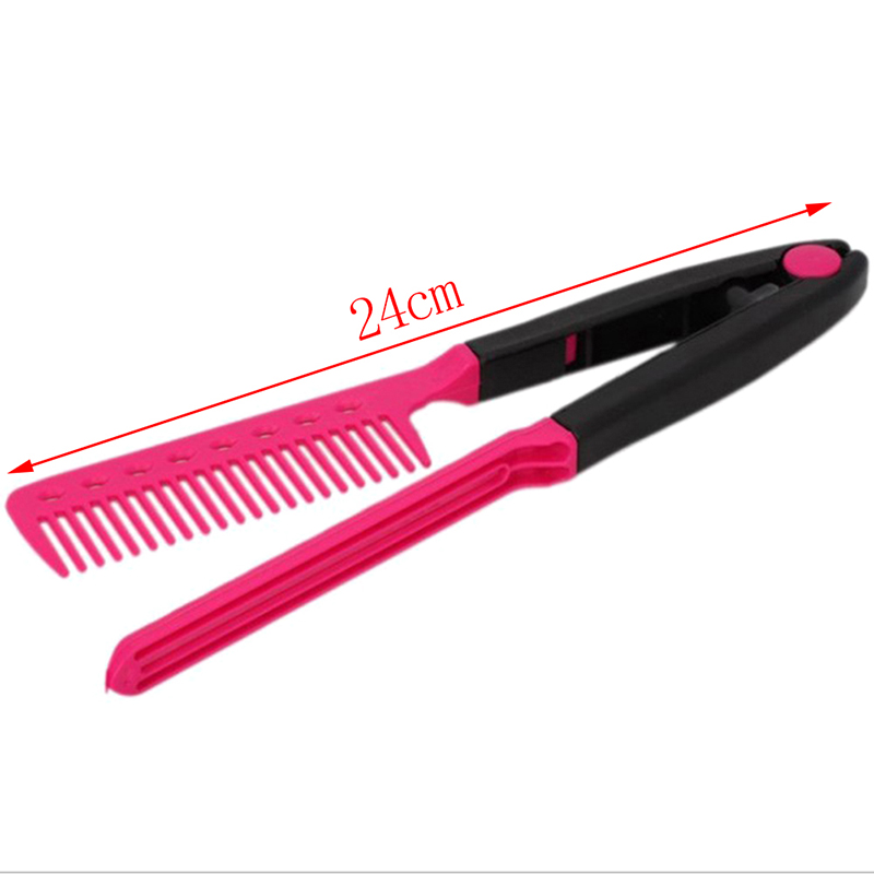 V Type Washable Folding Hair Straightener Comb DIY Salon Hairdressing Brush Styling Tool Accessories