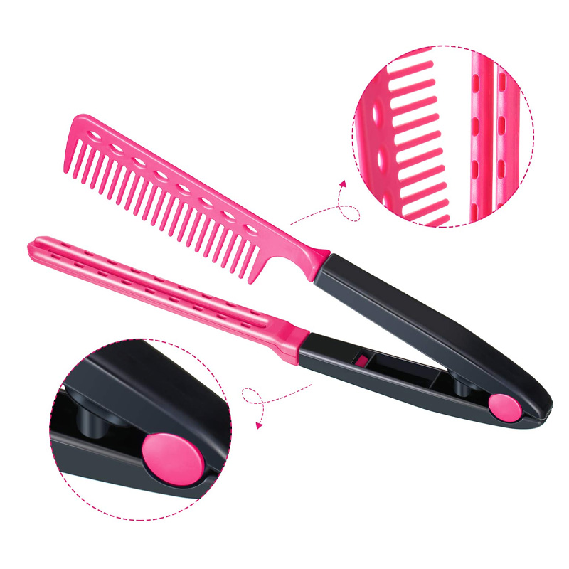 V Type Washable Folding Hair Straightener Comb DIY Salon Hairdressing Brush Styling Tool Accessories