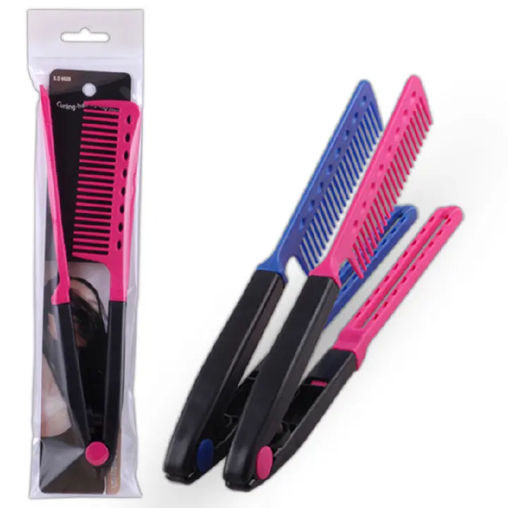 V Type Washable Folding Hair Straightener Comb DIY Salon Hairdressing Brush Styling Tool Accessories