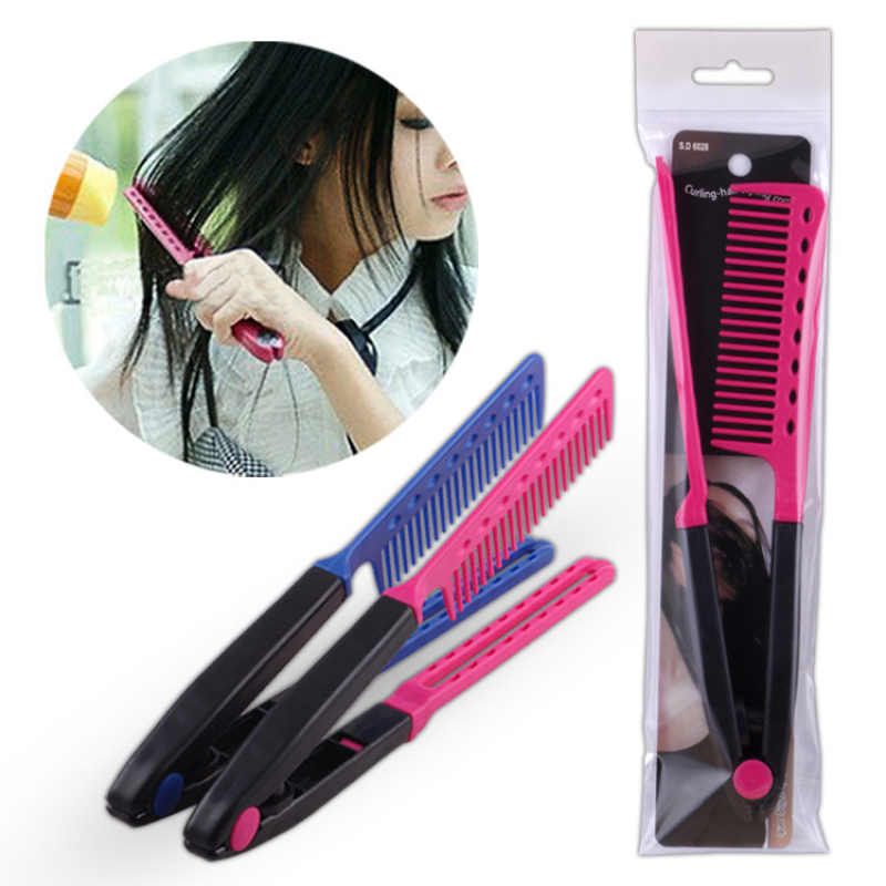 V Type Washable Folding Hair Straightener Comb DIY Salon Hairdressing Brush Styling Tool Accessories