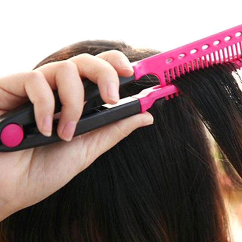 V Type Washable Folding Hair Straightener Comb DIY Salon Hairdressing Brush Styling Tool Accessories