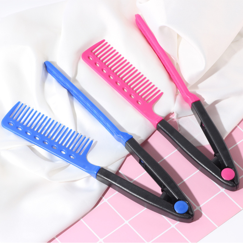 V Type Washable Folding Hair Straightener Comb DIY Salon Hairdressing Brush Styling Tool Accessories