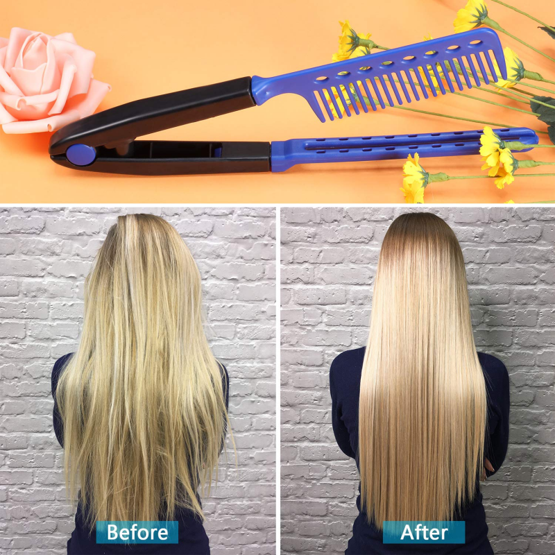 V Type Washable Folding Hair Straightener Comb DIY Salon Hairdressing Brush Styling Tool Accessories