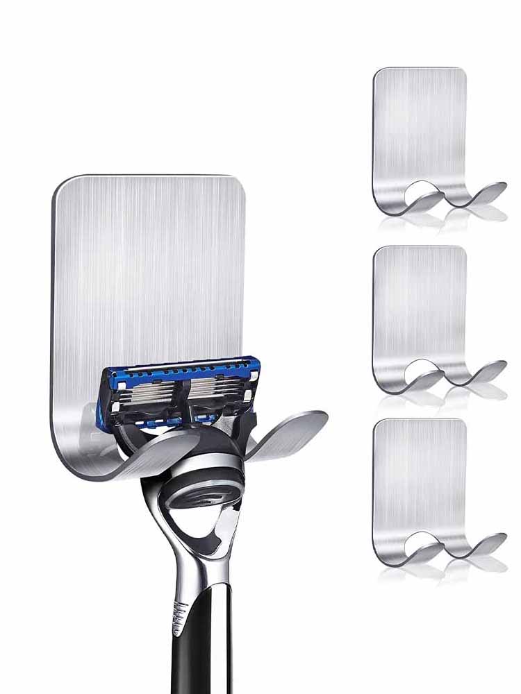 2Pcs Razor Holder For Men Shaving Shelves Shaver Wall Hook Self Adhesive Bathroom Shelf Bathroom Accessories Storage Rack Hook