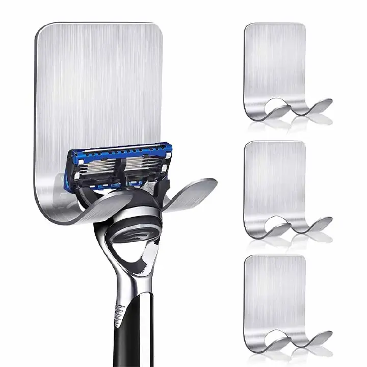 2Pcs Razor Holder For Men Shaving Shelves Shaver Wall Hook Self Adhesive Bathroom Shelf Bathroom Accessories Storage Rack Hook