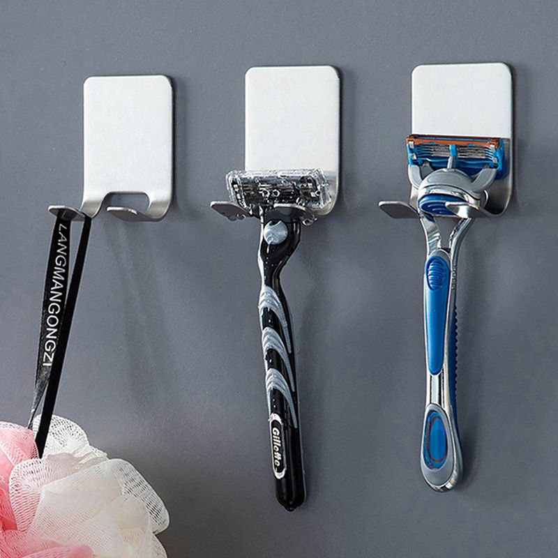 2Pcs Razor Holder For Men Shaving Shelves Shaver Wall Hook Self Adhesive Bathroom Shelf Bathroom Accessories Storage Rack Hook