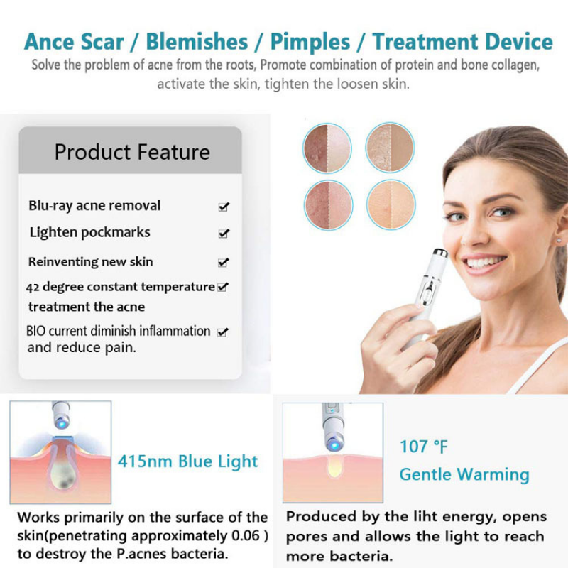 Acne Wrinkle Removal Laser Pen Skin Spots Removal Anti Varicose Veins Spider Vein Gum Treatment Portable Medical Blue Light Therapy